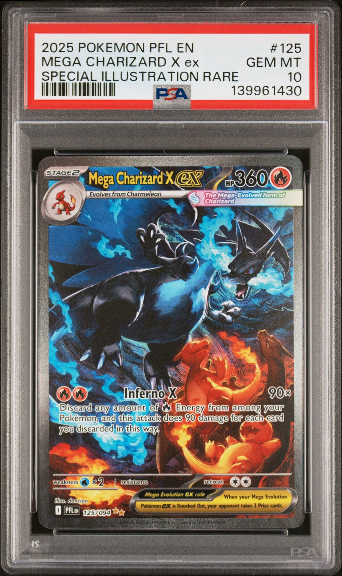 2025 Pokemon Pfl En-Phantasmal Flames Mega Charizard X Ex #125 (Special Illustration Rare) Gem Mt 10 front