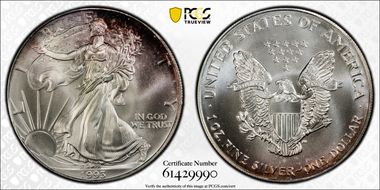 1993 $1 Silver Eagle MS68
