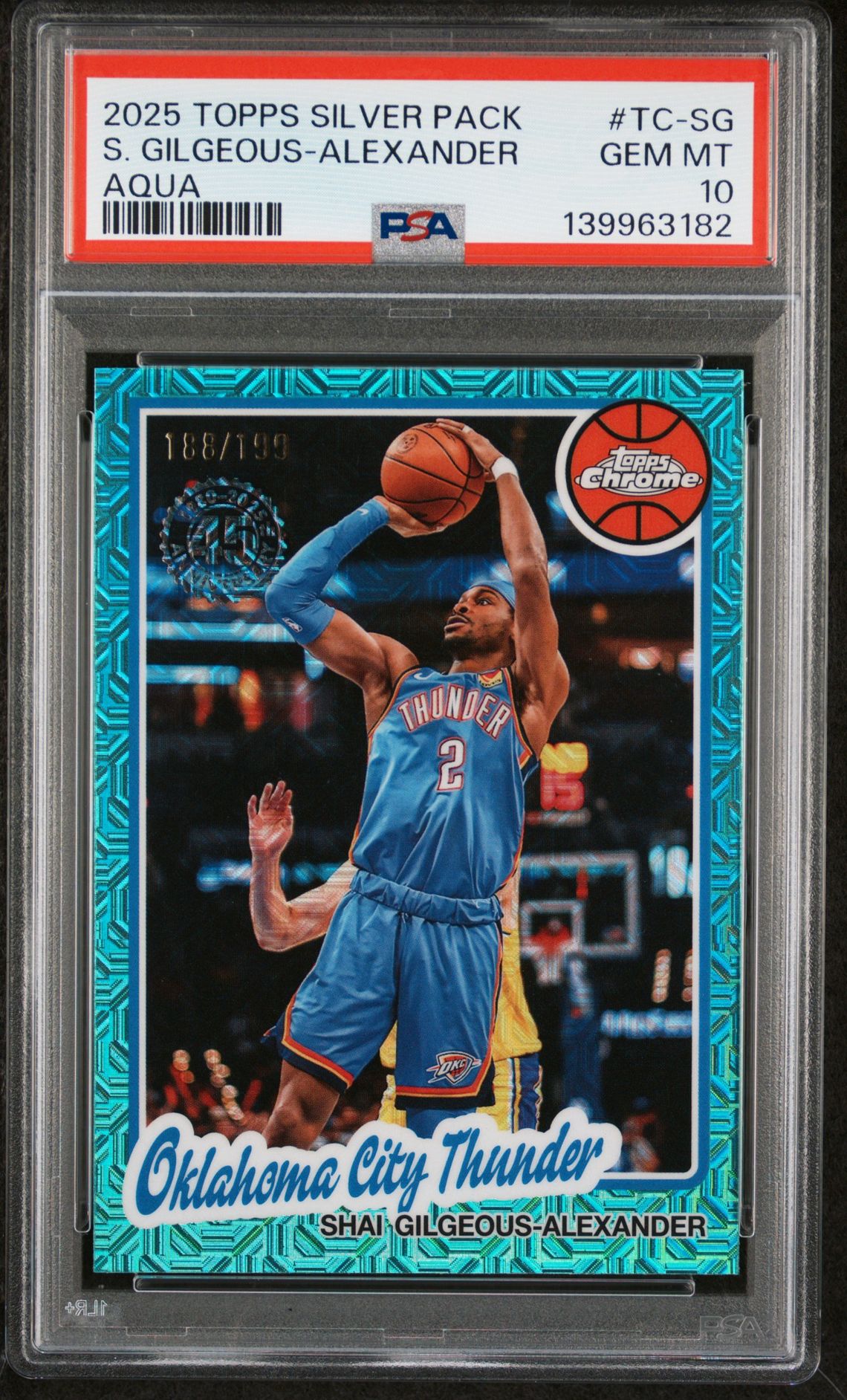2025 Topps TOPPS SILVER PACK 1980-81 TOPPS CHROME BASKETBALL AQUA #TC-SG S. Gilgeous-Alexander front