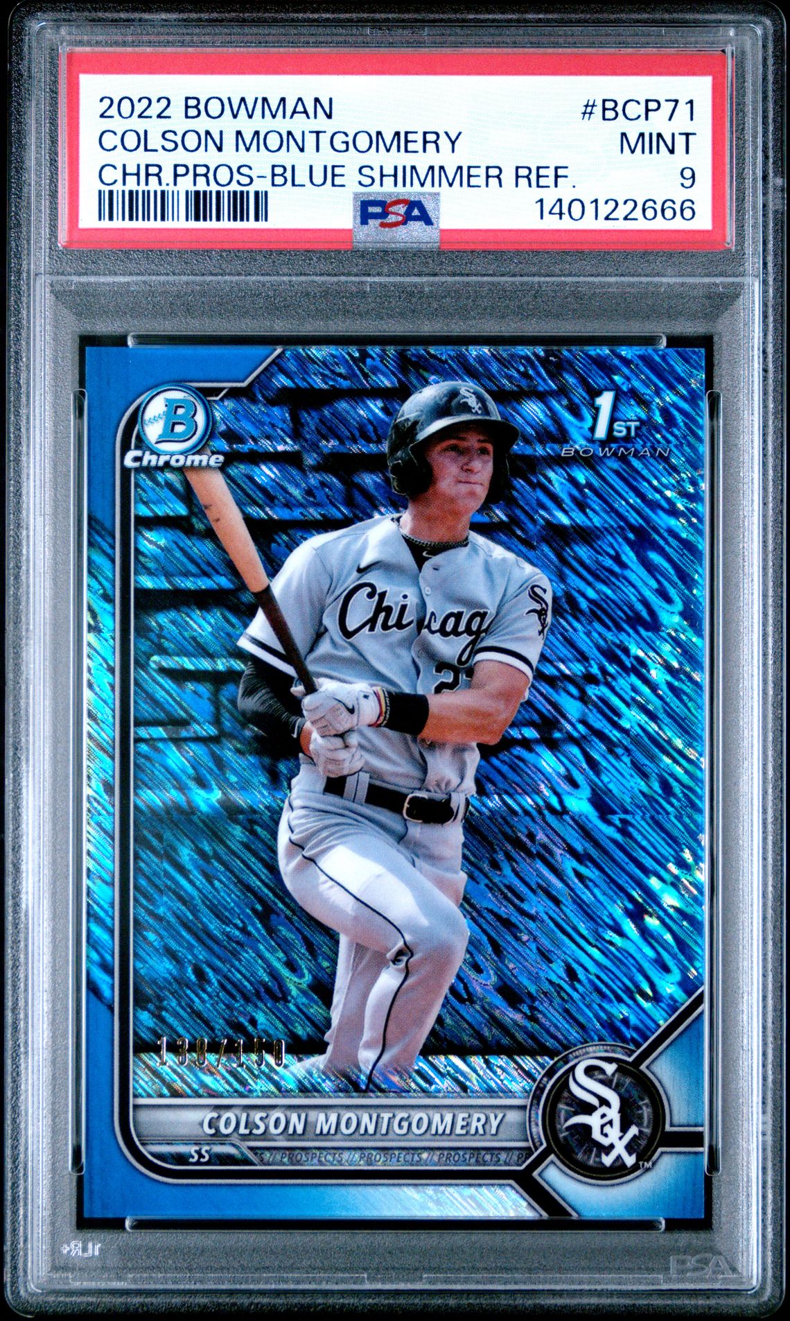 2022 Bowman BOWMAN CHROME PROSPECTS Blue Shimmer #BCP71 Colson Montgomery front