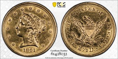 1861 $2.50 New Reverse N1