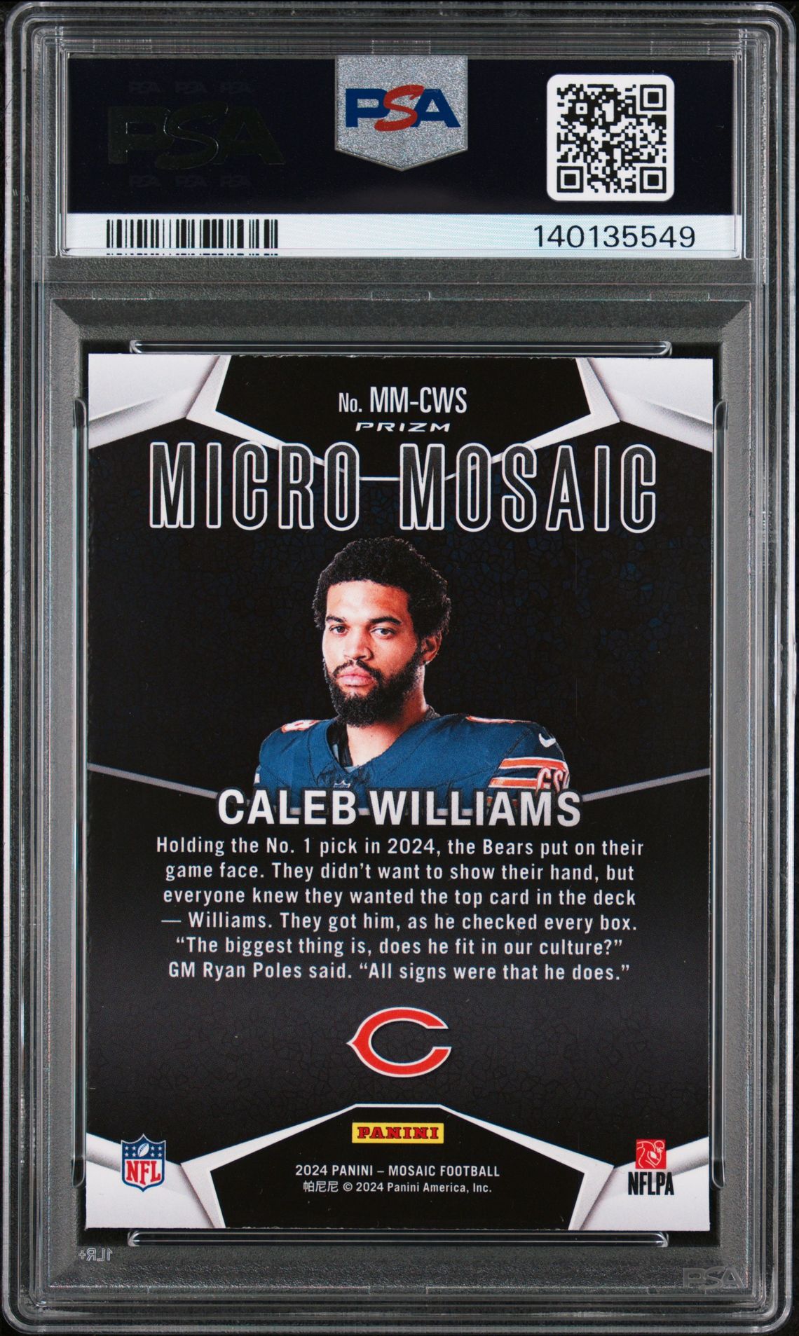 2024 Panini Mosaic Micro Mosaic Caleb Williams #Mmcws Mint 9 back