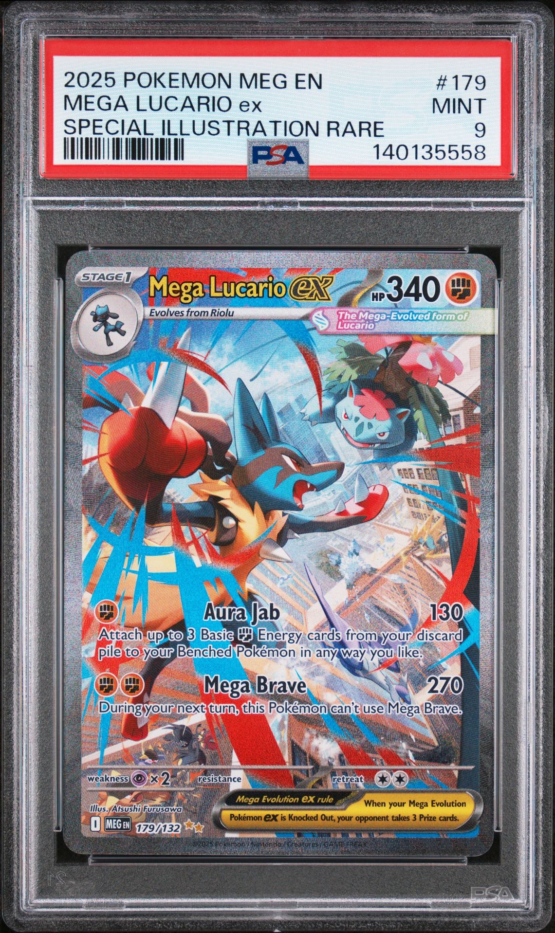 2025 Pokemon Meg En-Mega Evolution Mega Lucario Ex #179 (Special Illustration Rare) Mint 9 front