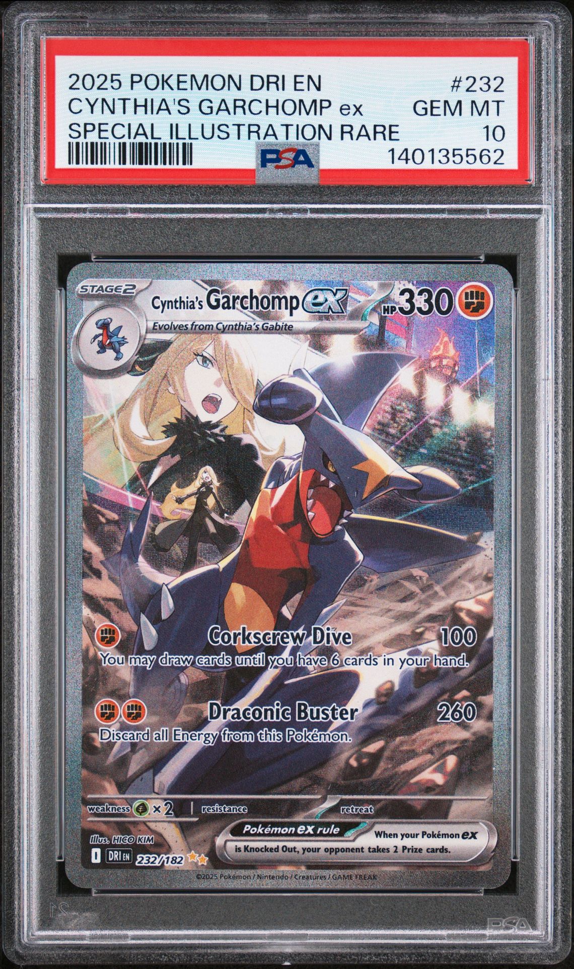 2025 Pokemon Dri En-Destined Rivals Cynthia's Garchomp Ex #232 (Special Illustration Rare) Gem Mt 10 front