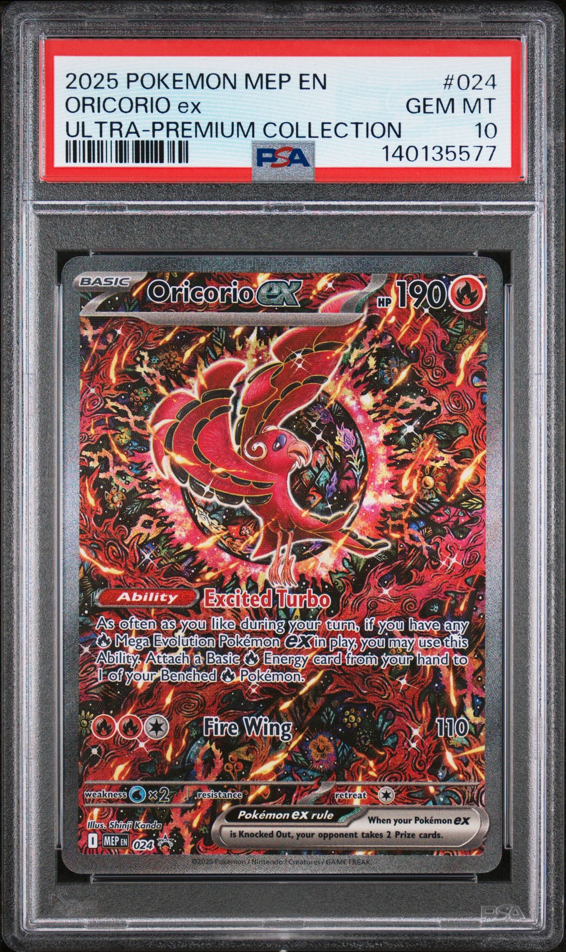 2025 Pokemon Mep En-Me Black Star Promo Oricorio Ex #024 (Ultra-Premium Collection) Gem Mt 10 front