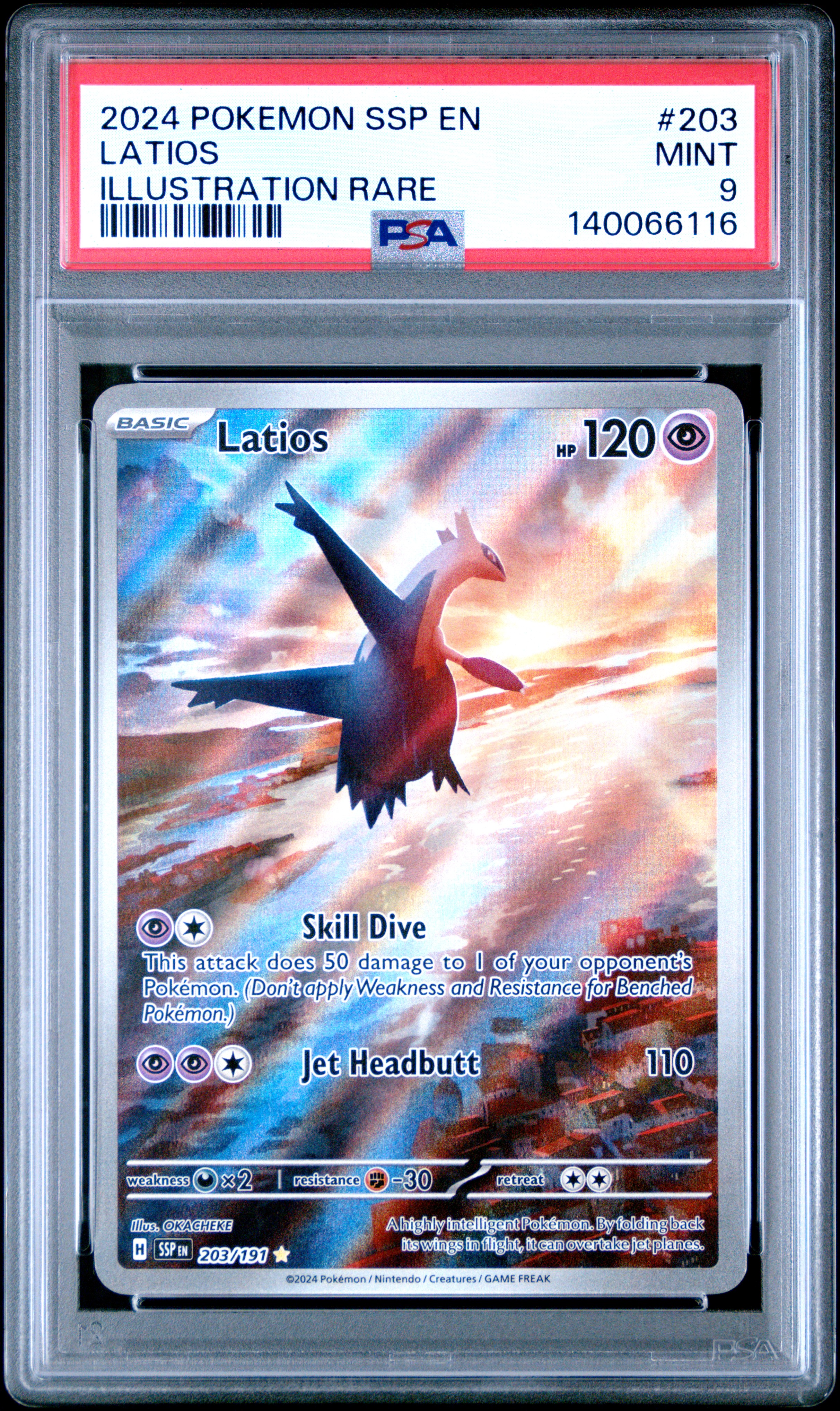 2024 #203 Latios PSA 9 Ssp EN-Surging Sparks Pokemon