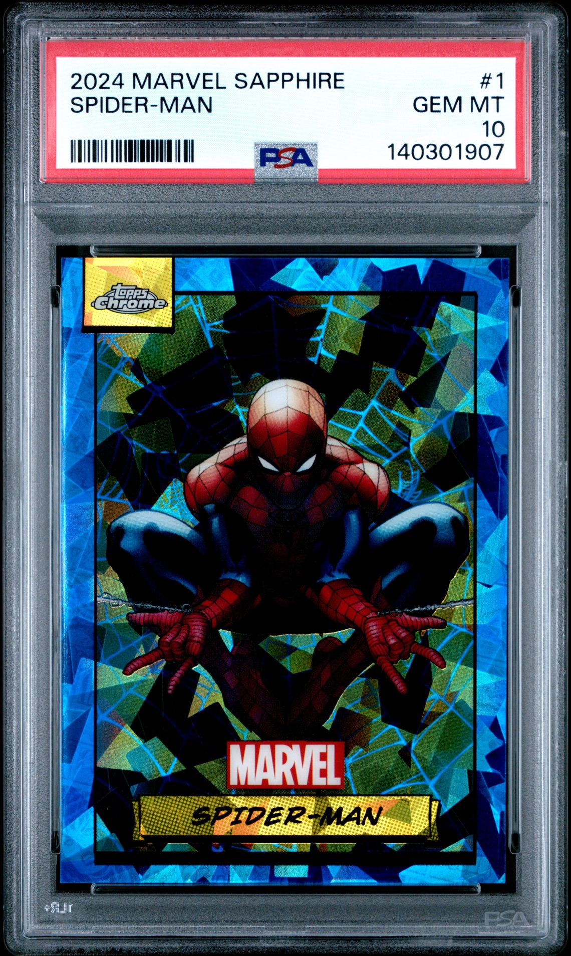 2024 Marvel TOPPS CHROME MARVEL SAPPHIRE EDITION #1 Spider-Man front