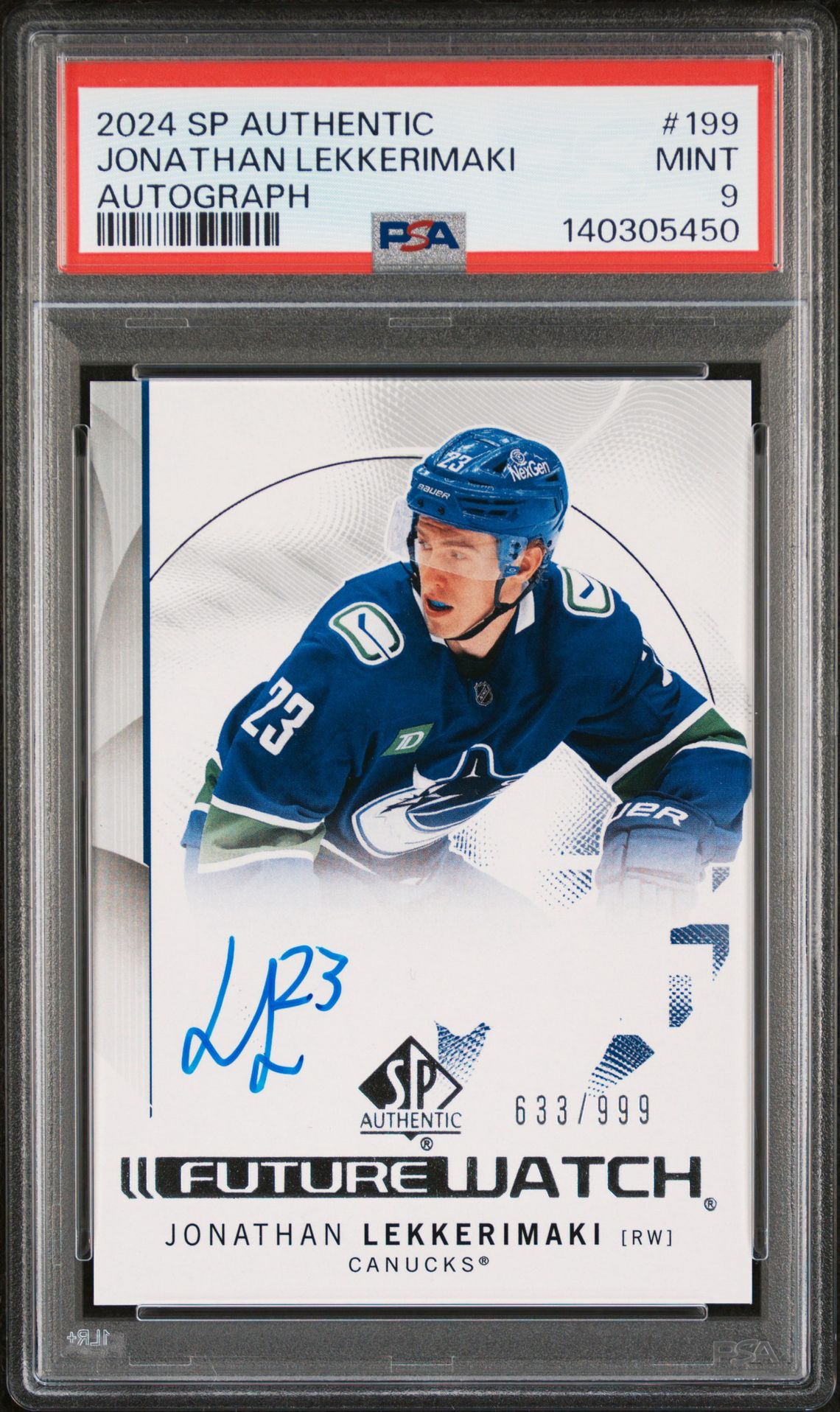 2024 Upper Deck SP Authentic AUTOGRAPH #199 Jonathan Lekkerimaki front
