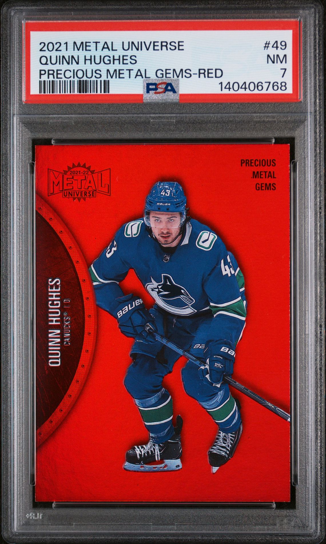 2021-2022 SKYBOX METAL UNIVERSE Red #49 Quinn Hughes front