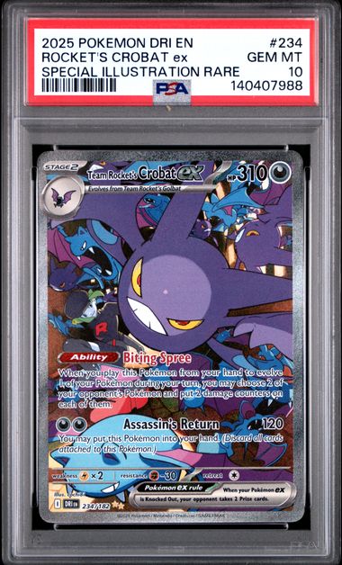 2025 Pokemon Dri EN-Destined Rivals #234 Team Rocket's Crobat Ex - Special Illustration Rare (PSA 10)