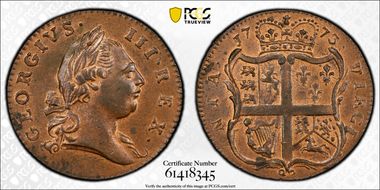 1773 VA 1/2P Period MS63RB