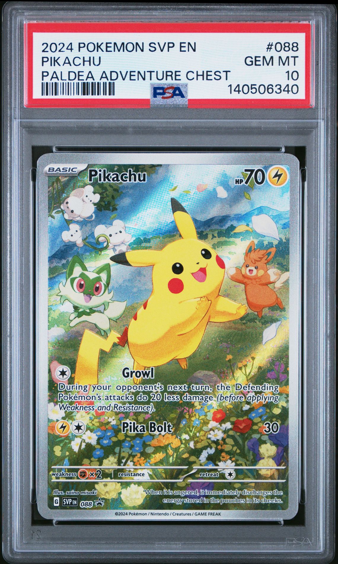 2024 Pokemon Svp En-Sv Black Star Promo Pikachu #088 (Paldea Adventure Chest) Gem Mt 10 front