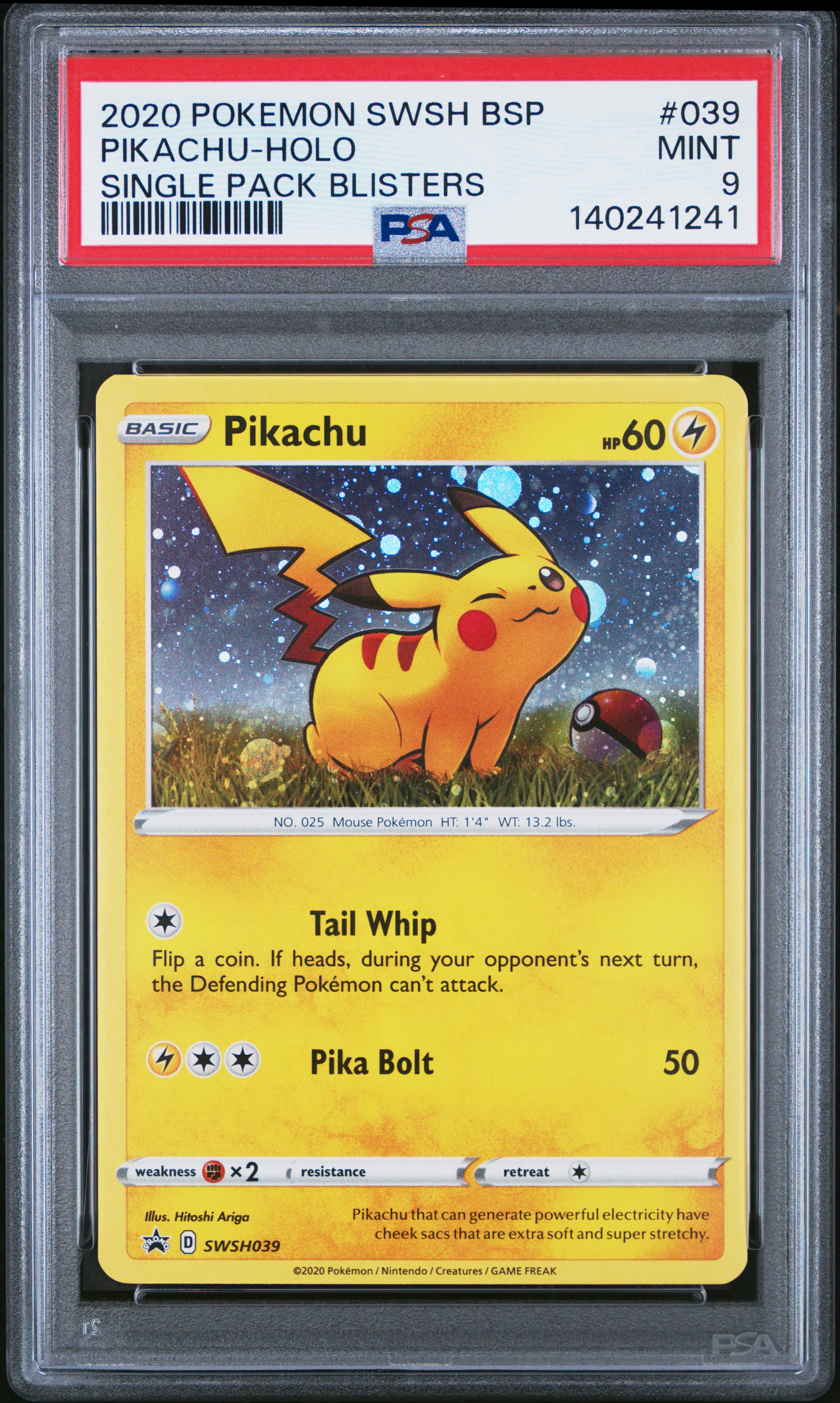 2020 #039 Pikachu-Holo PSA 9 Swsh Black Star Promo