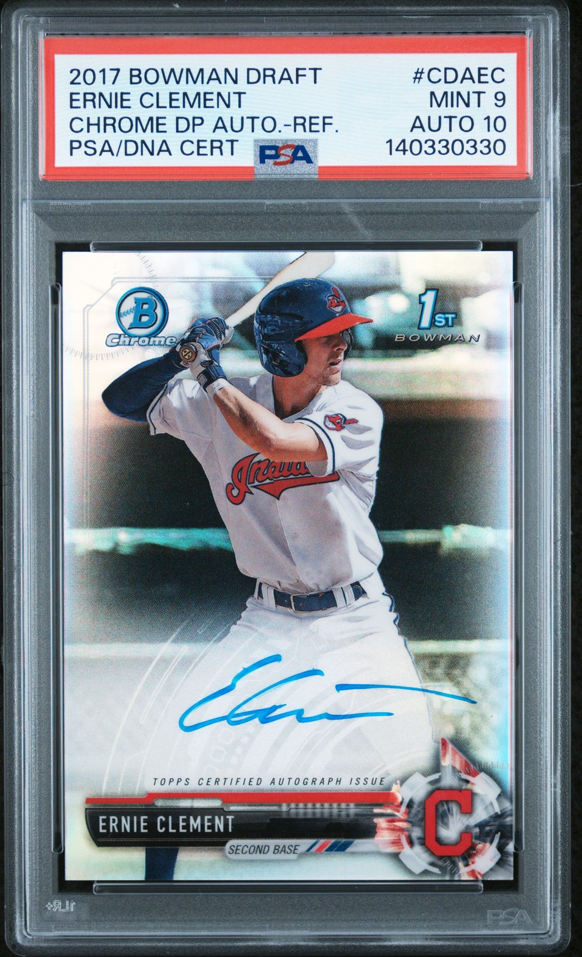 2017 Bowman BOWMAN DRAFT CHROME DRAFT PICKS AUTOGRAPHS CHROME DP AU-GRN.REF. #CDAEC Ernie Clement front