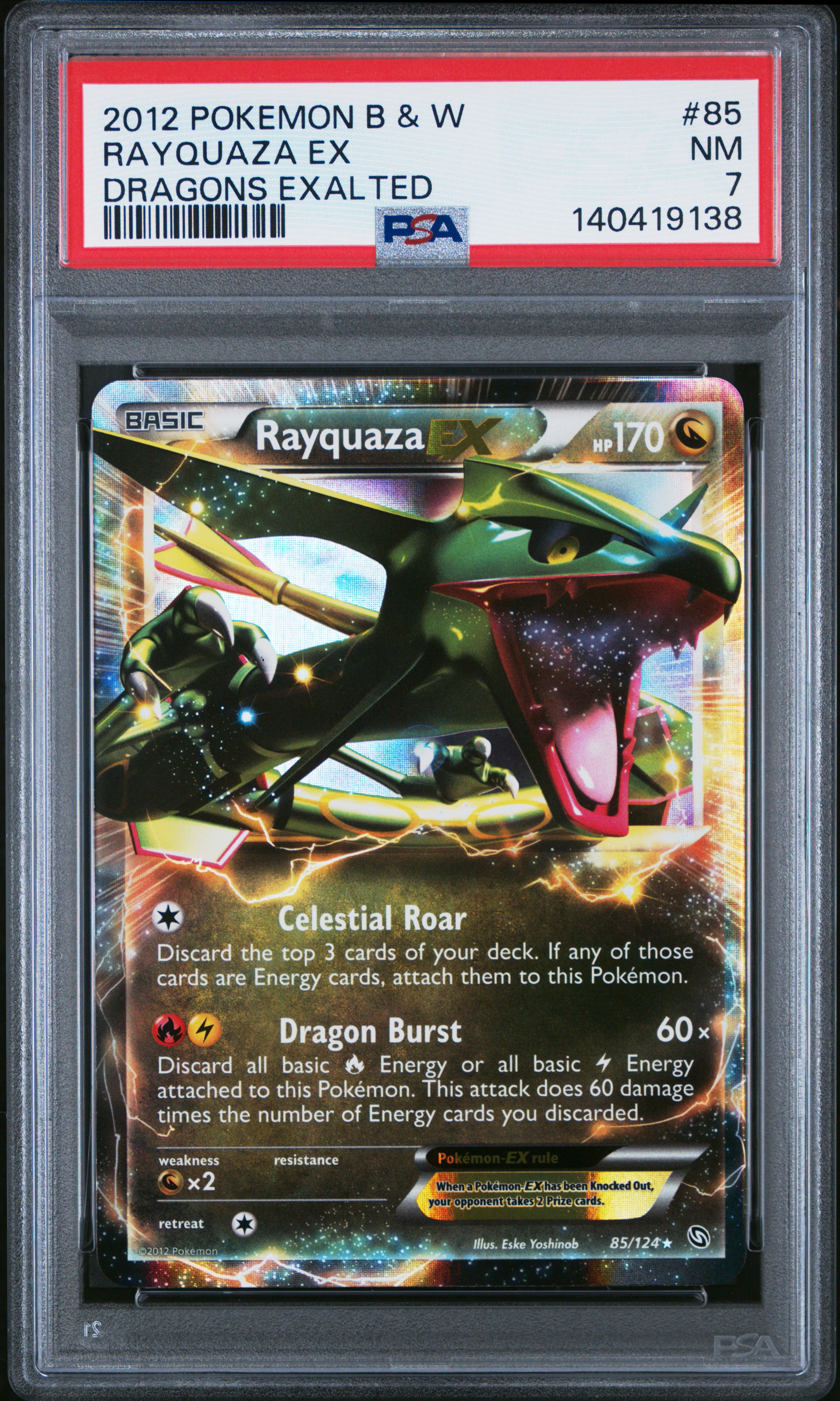 2012 #85 Rayquaza EX PSA 7 Black & White Dragons Exalted Pokemon