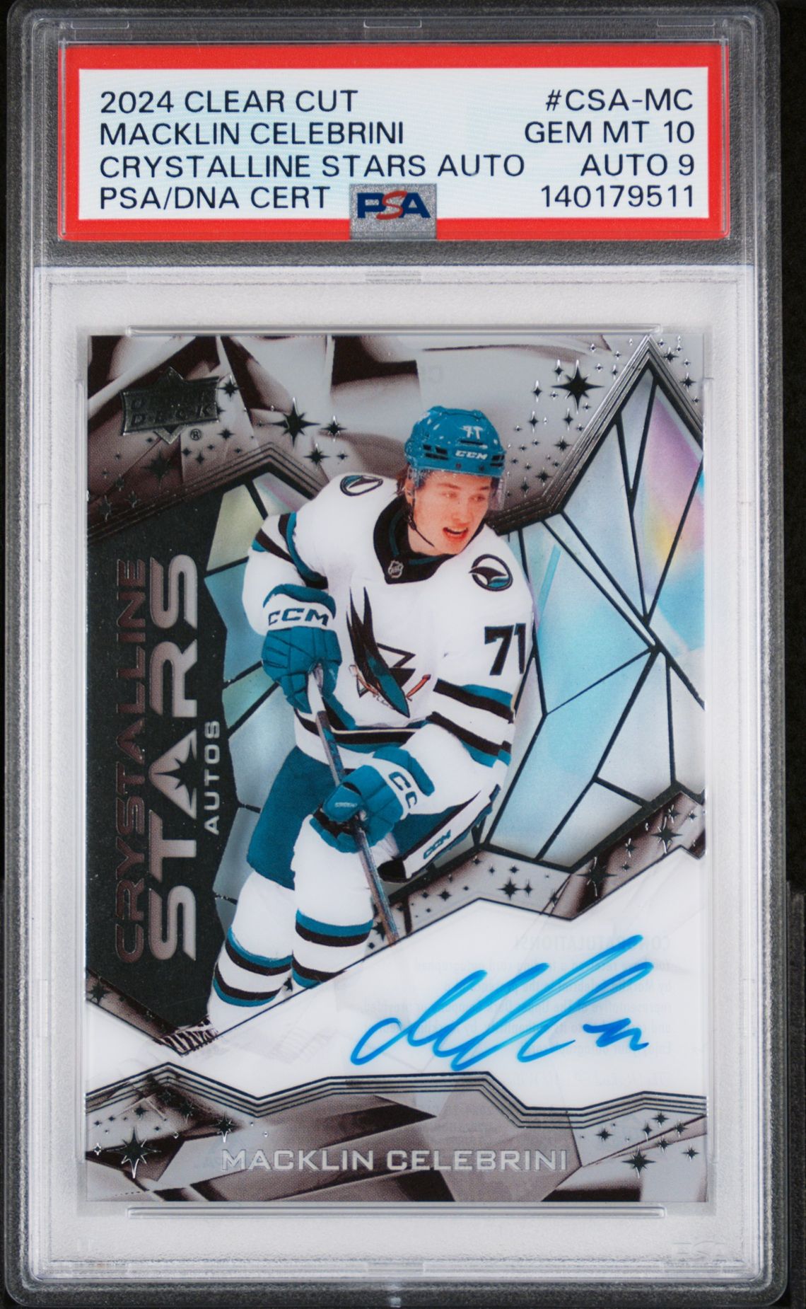 2024 Upper Deck UPPER DECK CLEAR CUT CRYSTALLINE STARS AUTOGRAPHS ACETATE D/T ACCESS-AU #CSA-MC Macklin Celebrini front