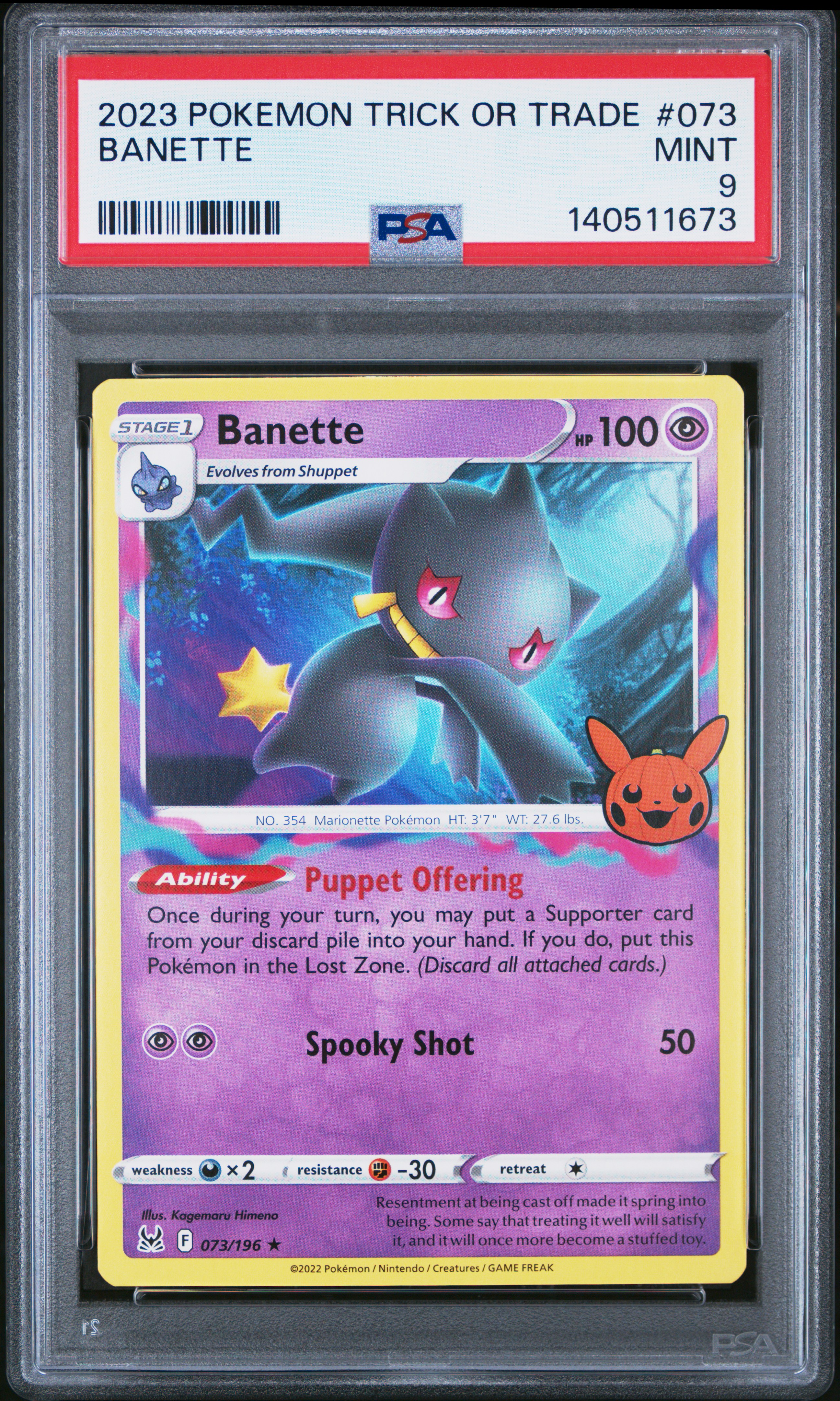 2023 #073 Banette PSA 9 Trick or Trade