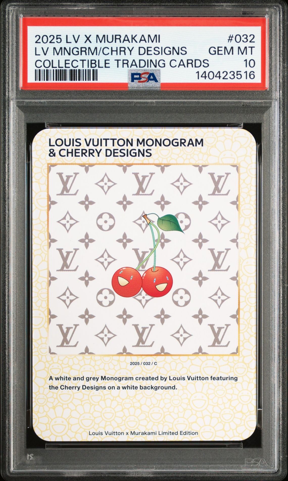 2025 LOUIS VUITTON X MURAKAMI COLLECTIBLE TRADING CARDS #032 Lv Mngrm/Chry Designs front