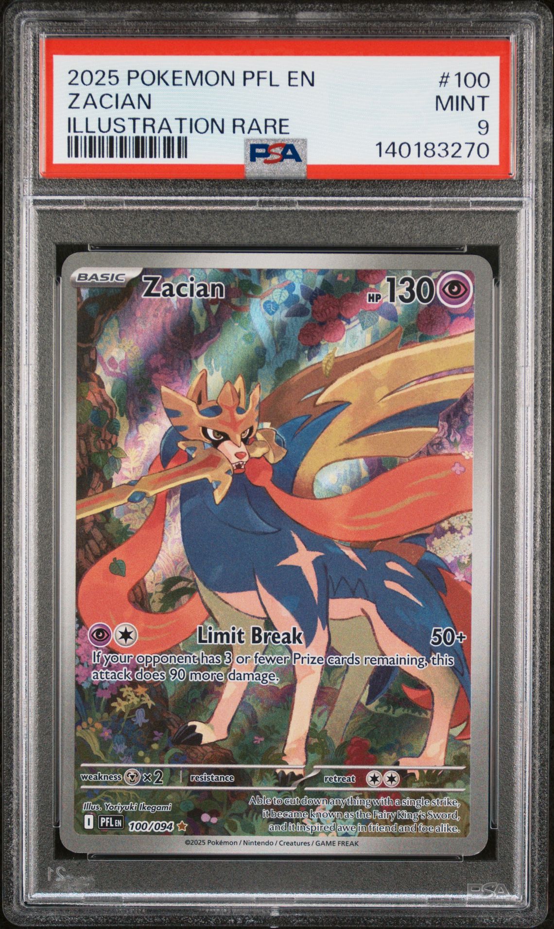 2025 Pokemon Pfl En-Phantasmal Flames Zacian #100 (Illustration Rare) Mint 9 front