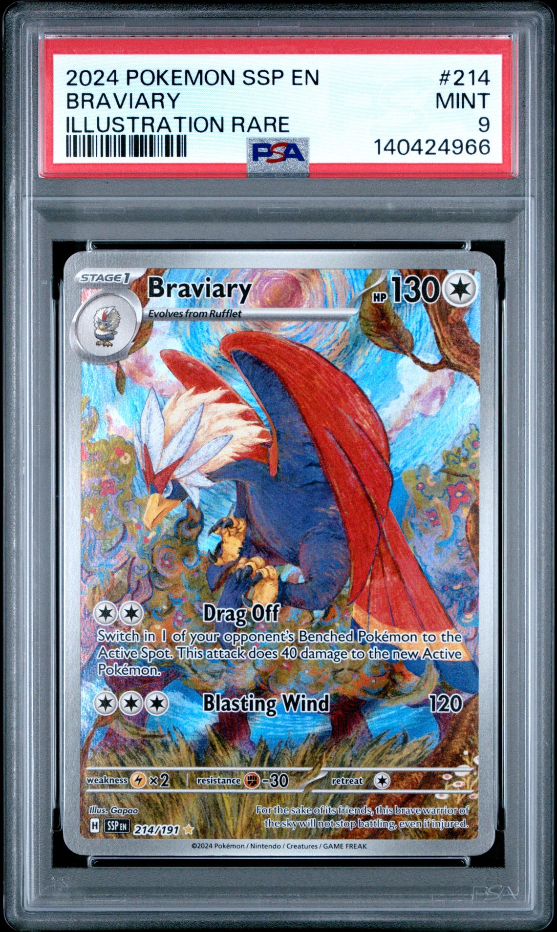 2024 Pokemon POKEMON SSP EN-SURGING SPARKS ILLUSTRATION RARE #214 Braviary front