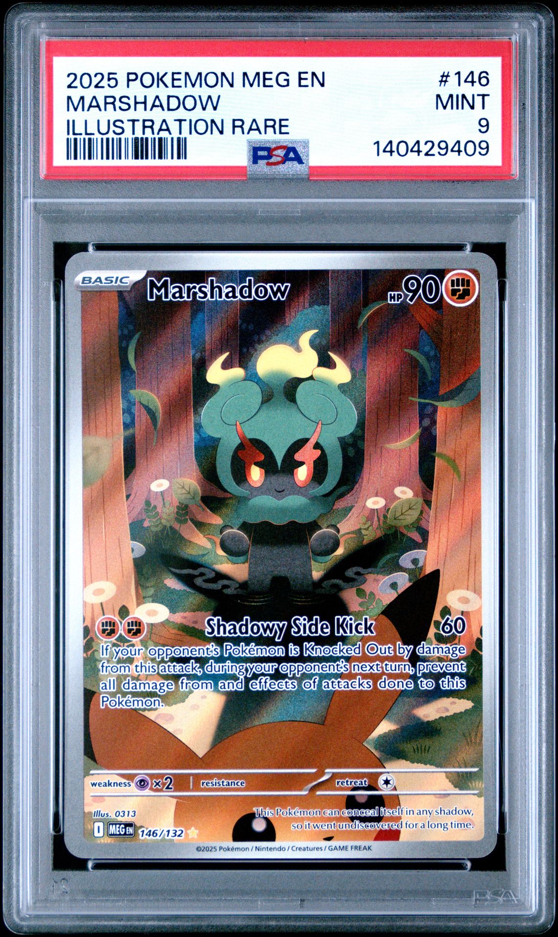 2025 Pokemon Meg En-Mega Evolution Marshadow #146 (Illustration Rare) Mint 9 front