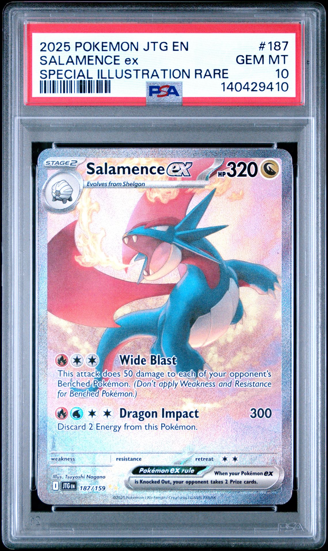 2025 Pokemon Jtg En-Journey Together Salamence Ex #187 (Special Illustration Rare) Gem Mt 10 front