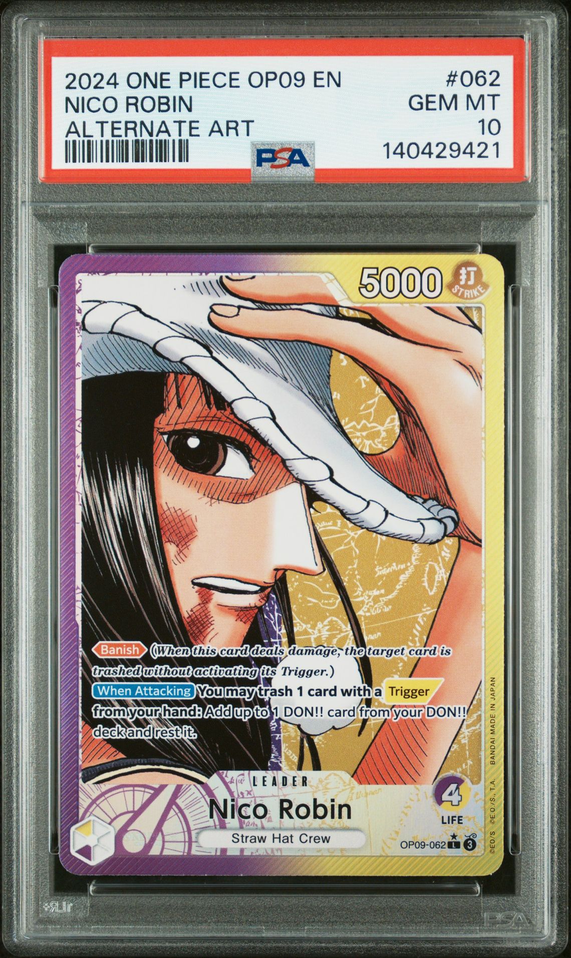 2024 One Piece Op09-Emperors In The New World Nico Robin #062 (Alternate Art) Gem Mt 10 front