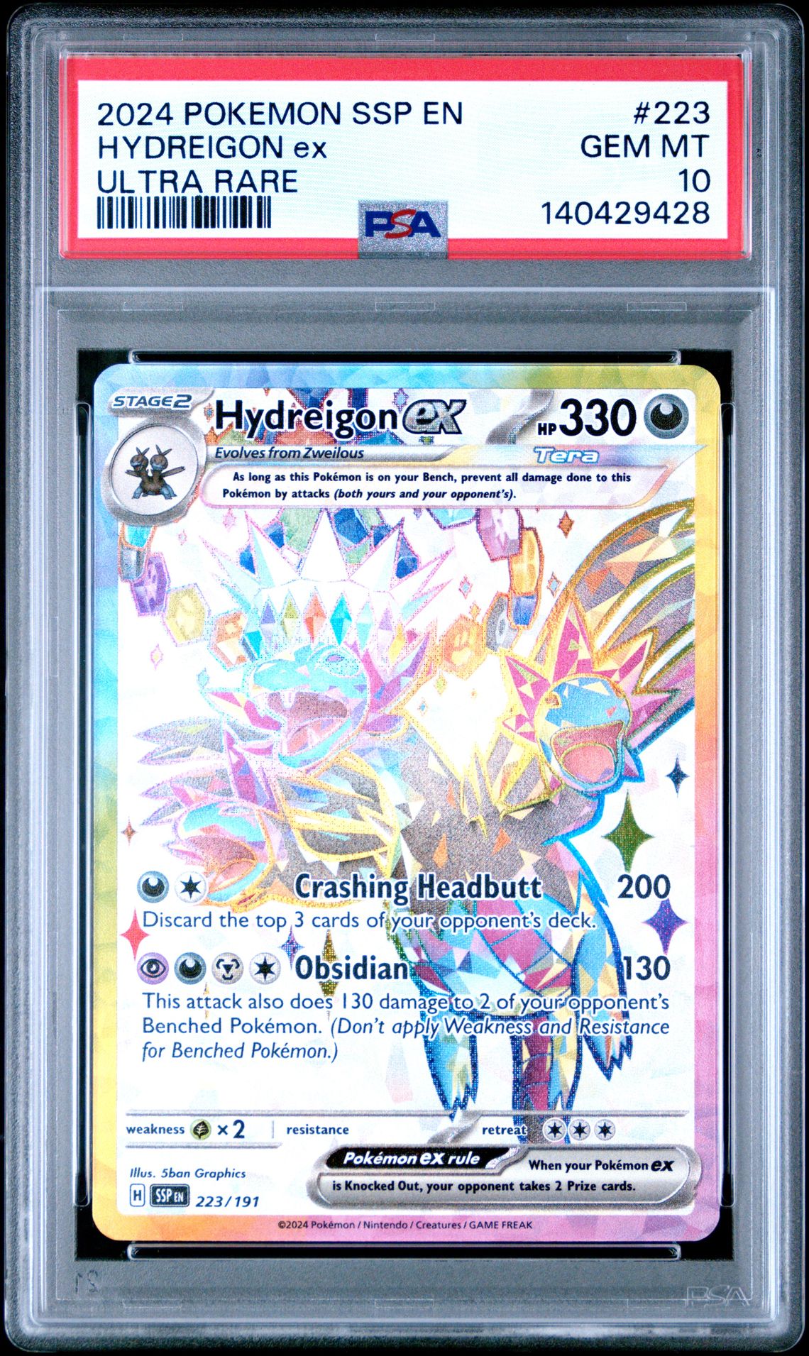 2024 Pokemon Ssp En-Surging Sparks Hydreigon Ex #223 (Ultra Rare) Gem Mt 10 front