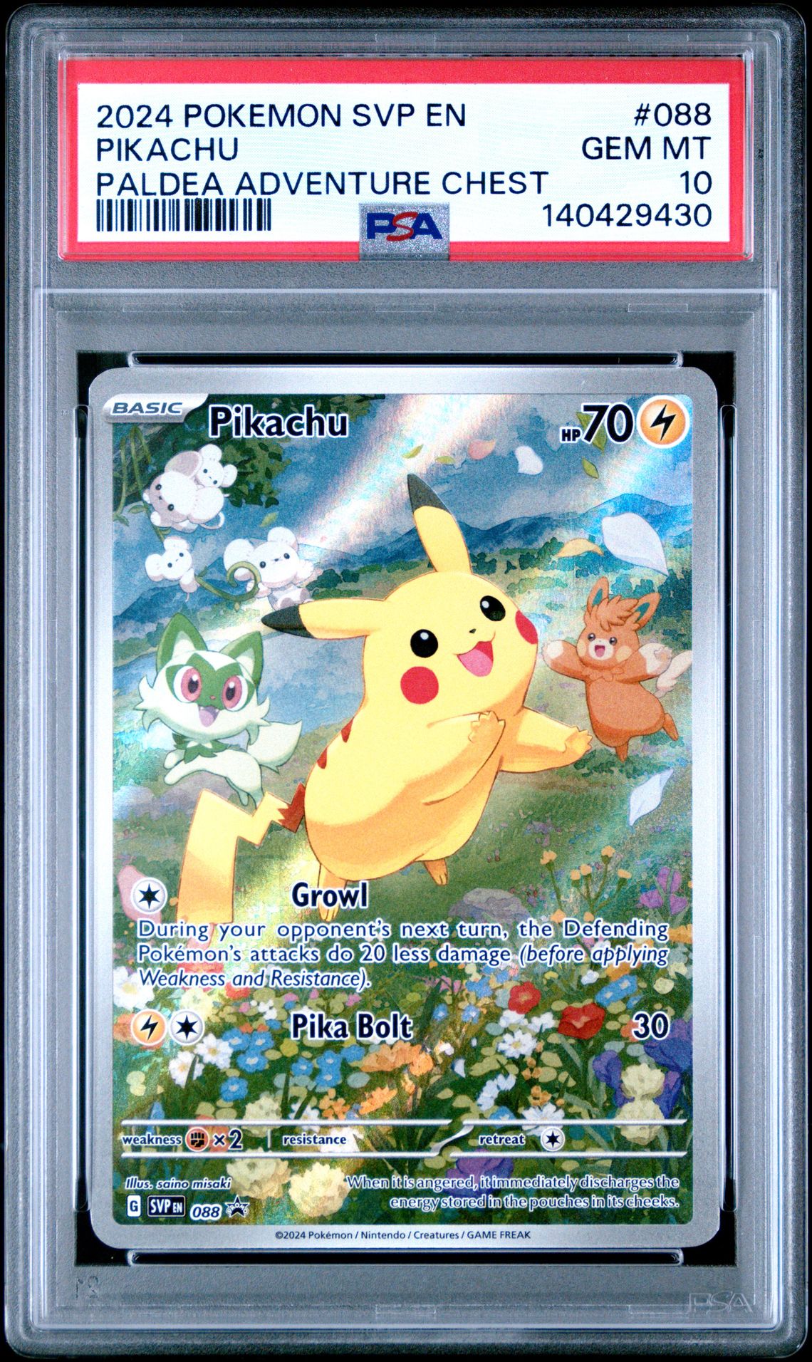 2024 Pokemon Svp En-Sv Black Star Promo Pikachu #088 (Paldea Adventure Chest) Gem Mt 10 front