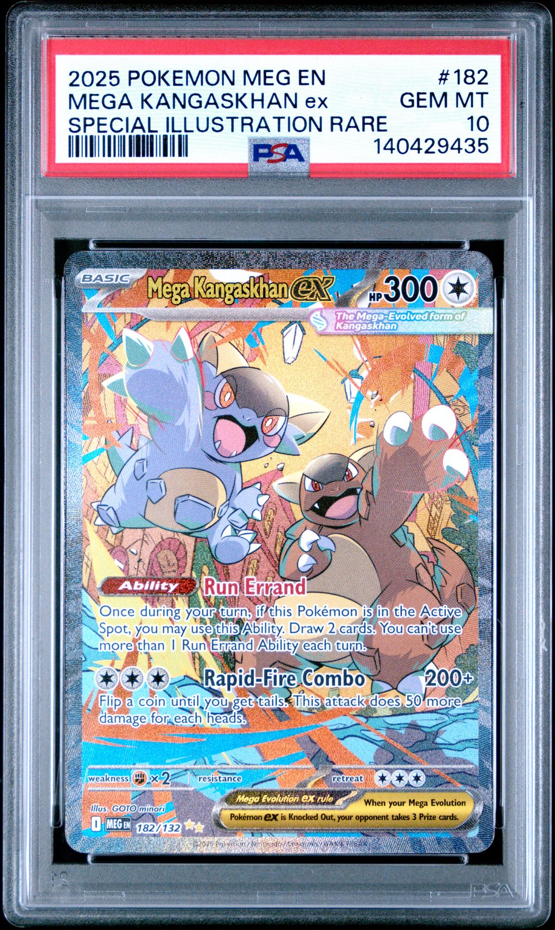 2025 Pokemon Meg En-Mega Evolution Mega Kangaskhan Ex #182 (Special Illustration Rare) Gem Mt 10 front