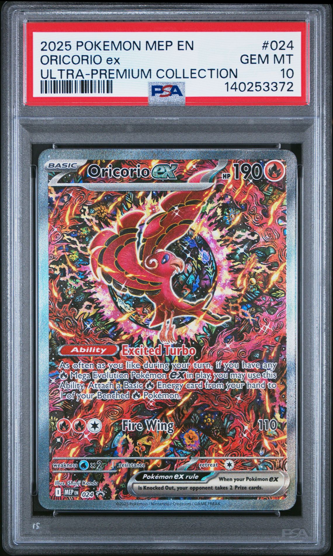 2025 Pokemon Mep En-Me Black Star Promo Oricorio Ex #024 (Ultra-Premium Collection) Gem Mt 10 front