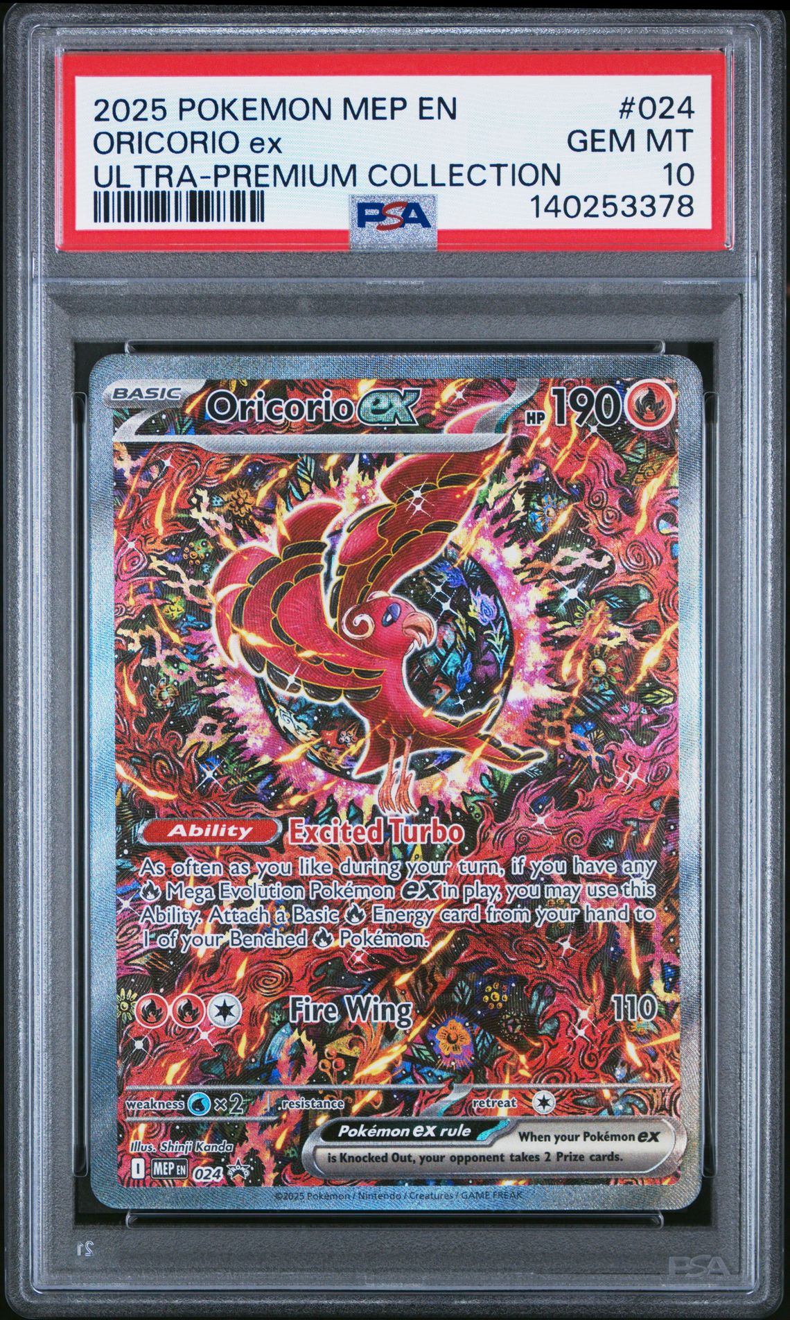 2025 Pokemon Mep En-Me Black Star Promo Oricorio Ex #024 (Ultra-Premium Collection) Gem Mt 10 front