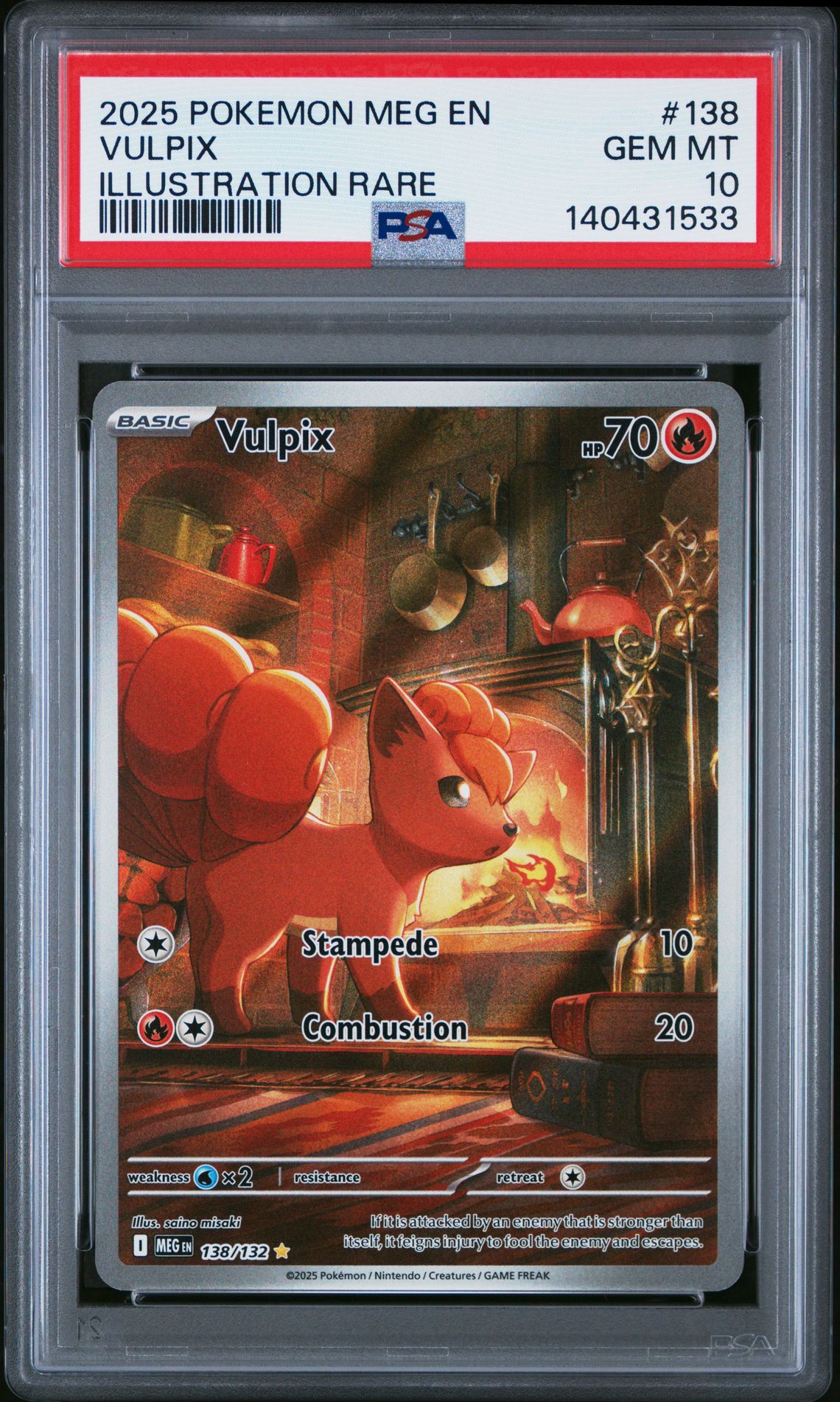 2025 Pokemon Meg En-Mega Evolution Vulpix #138 (Illustration Rare) Gem Mt 10 front