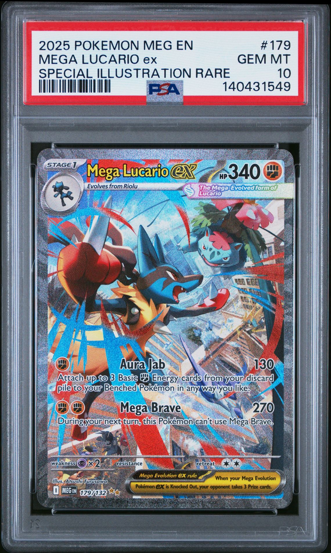 2025 Pokemon Meg En-Mega Evolution Mega Lucario Ex #179 (Special Illustration Rare) Gem Mt 10 front