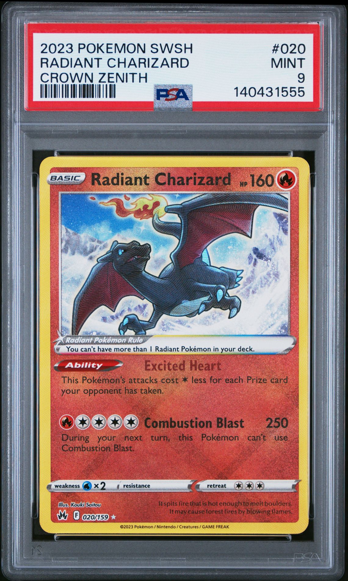 2023 Pokemon Sword And Shield Crown Zenith Radiant Charizard #020 (Crown Zenith) Mint 9 front