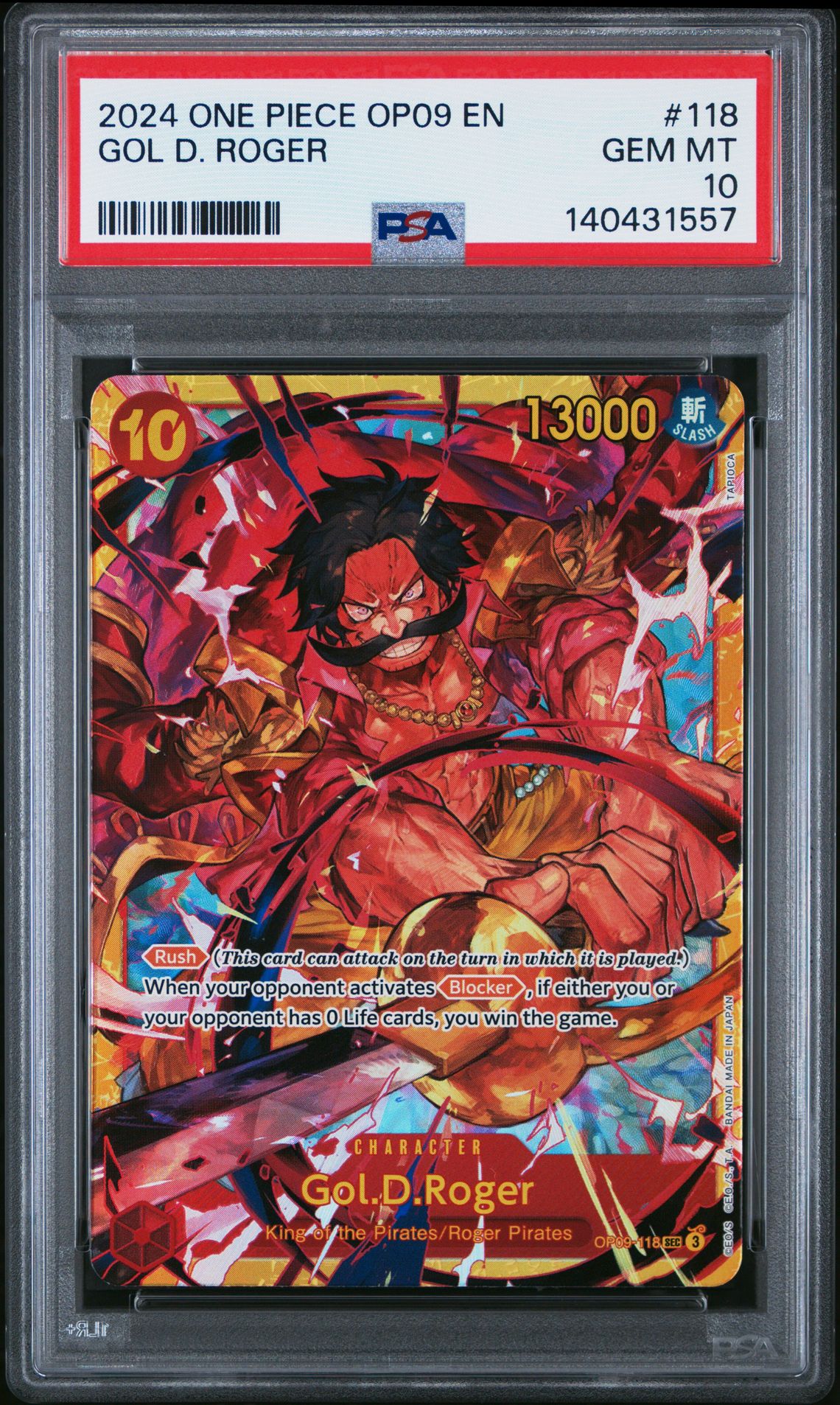 2024 One Piece Op09-Emperors In The New World Gol D. Roger #118 Gem Mt 10 front