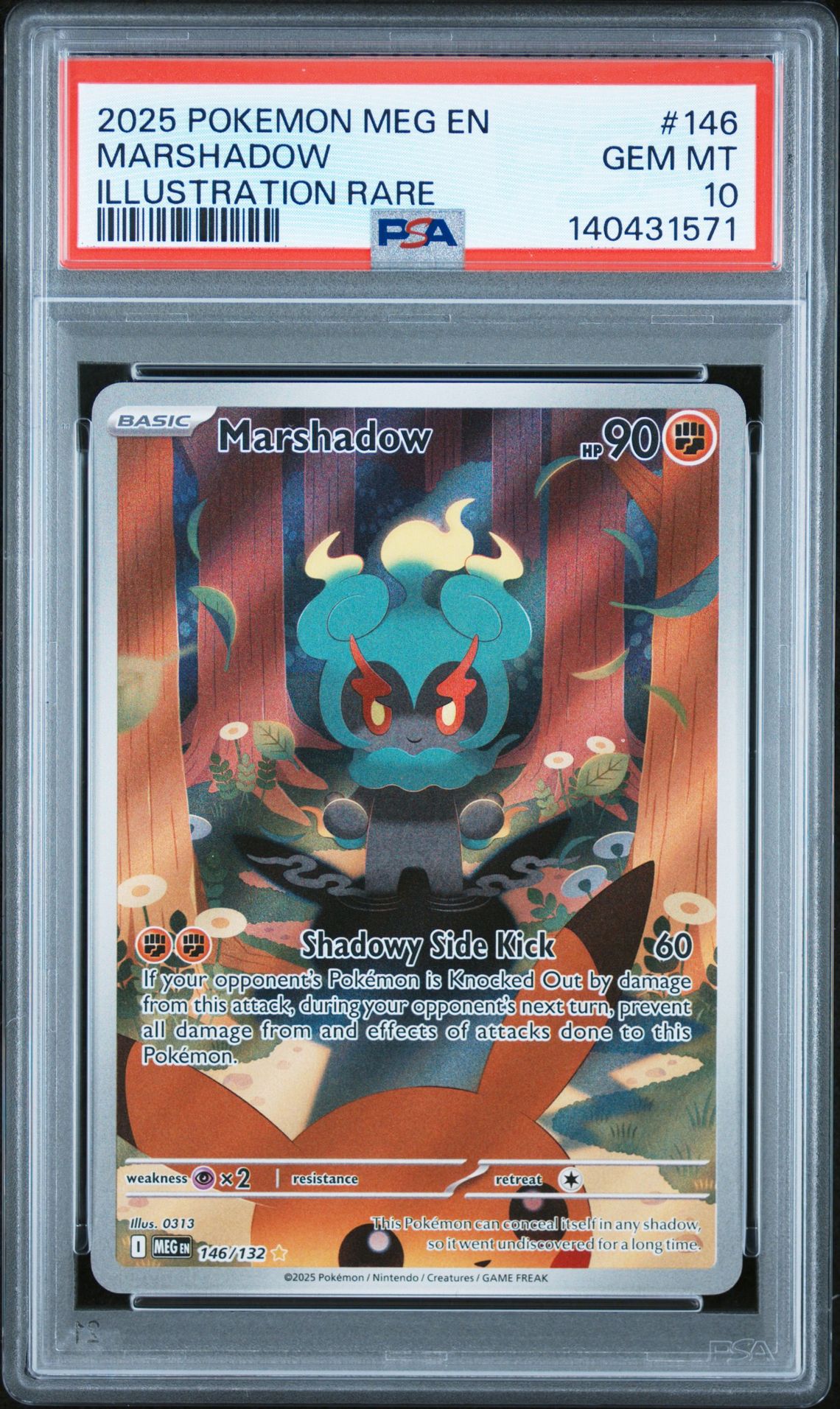 2025 Pokemon Meg En-Mega Evolution Marshadow #146 (Illustration Rare) Gem Mt 10 front