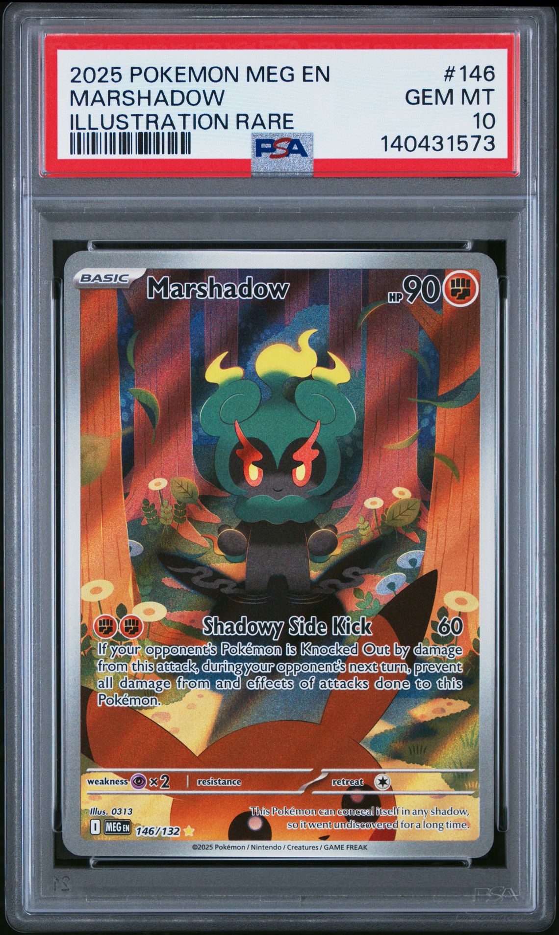 2025 Pokemon Meg En-Mega Evolution Marshadow #146 (Illustration Rare) Gem Mt 10 front