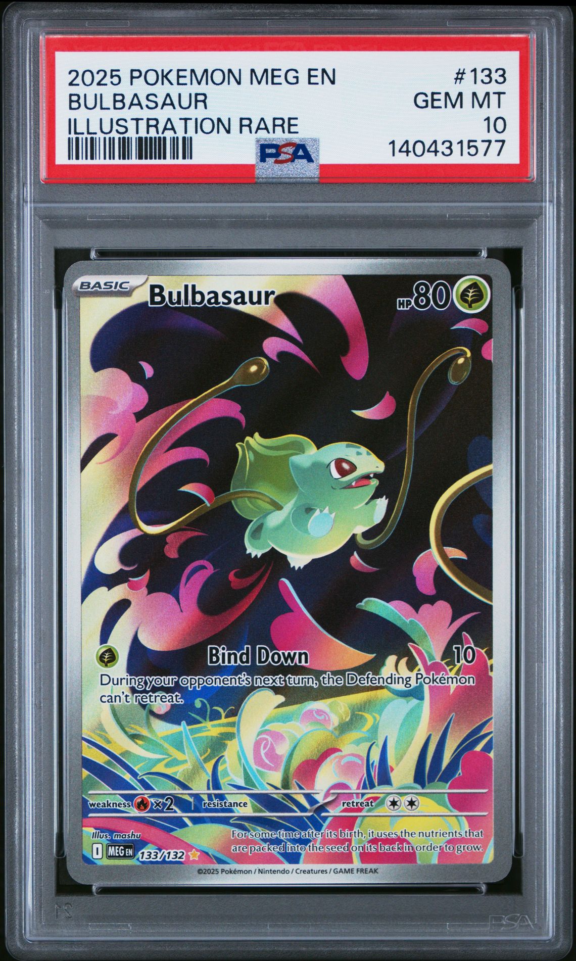 2025 Pokemon Meg En-Mega Evolution Bulbasaur #133 (Illustration Rare) Gem Mt 10 front