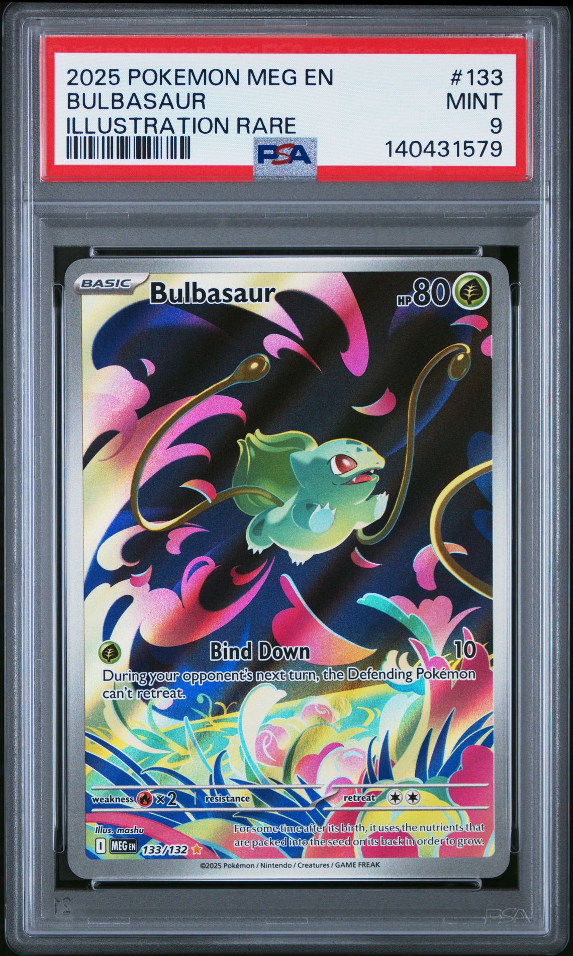 2025 Pokemon Meg En-Mega Evolution Bulbasaur #133 (Illustration Rare) Mint 9 front