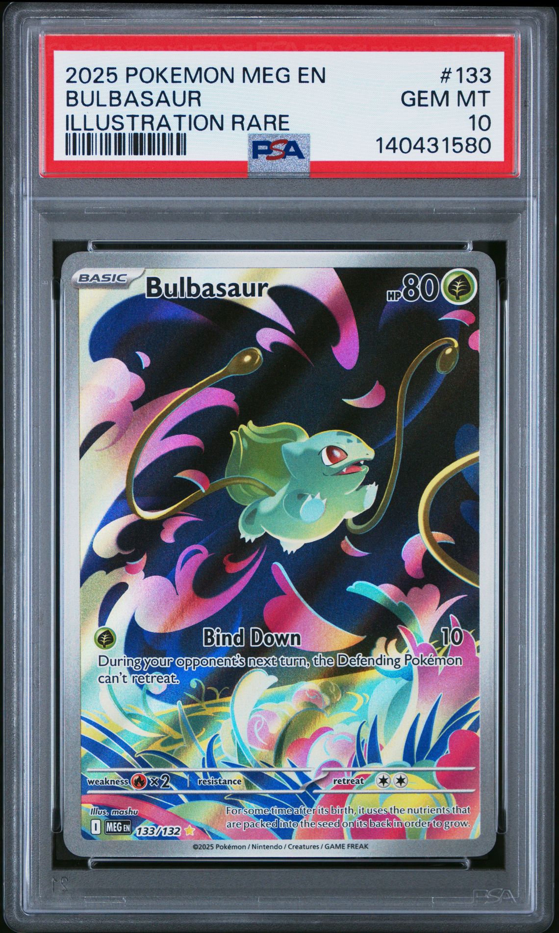 2025 Pokemon Meg En-Mega Evolution Bulbasaur #133 (Illustration Rare) Gem Mt 10 front