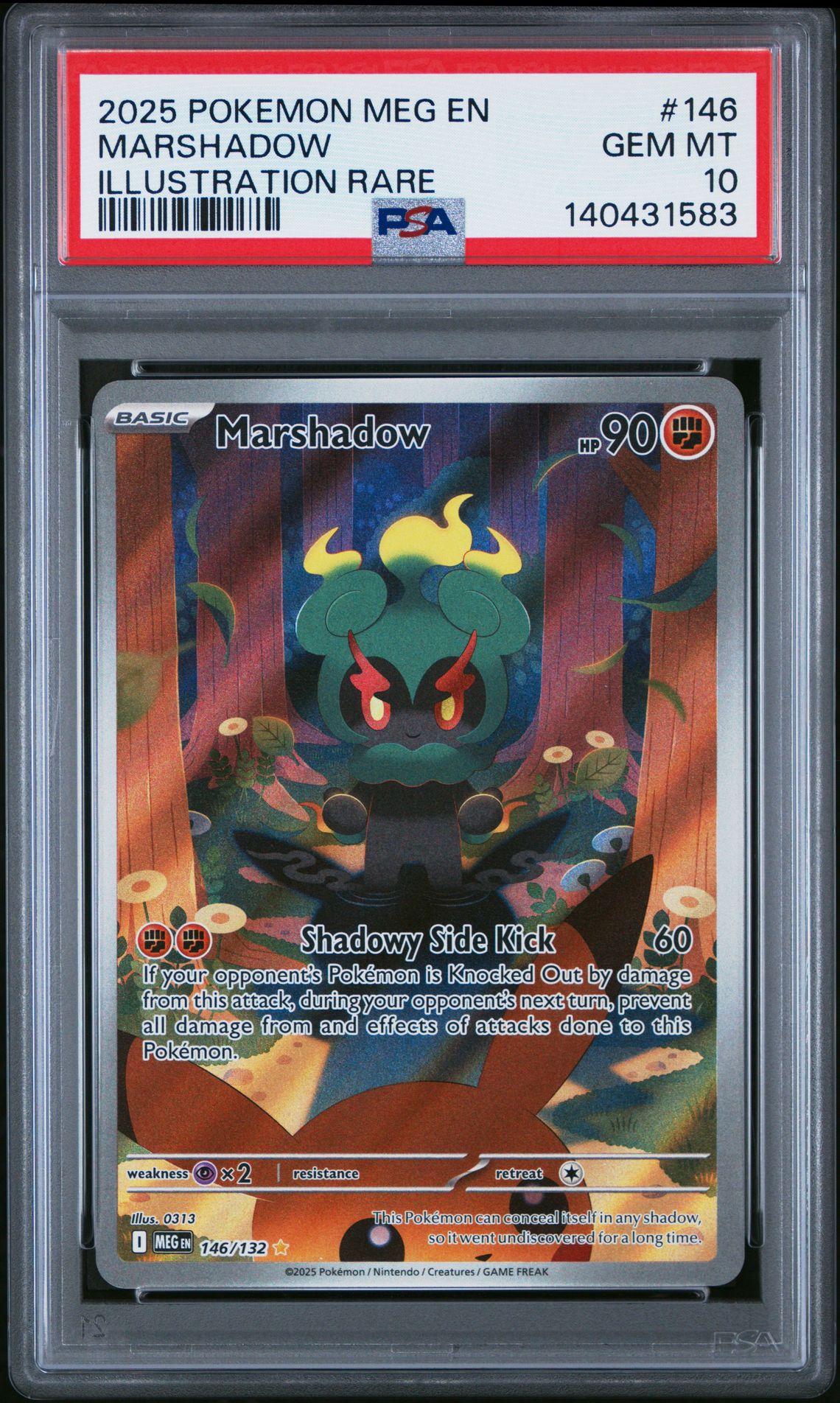 2025 Pokemon Meg En-Mega Evolution Marshadow #146 (Illustration Rare) Gem Mt 10 front