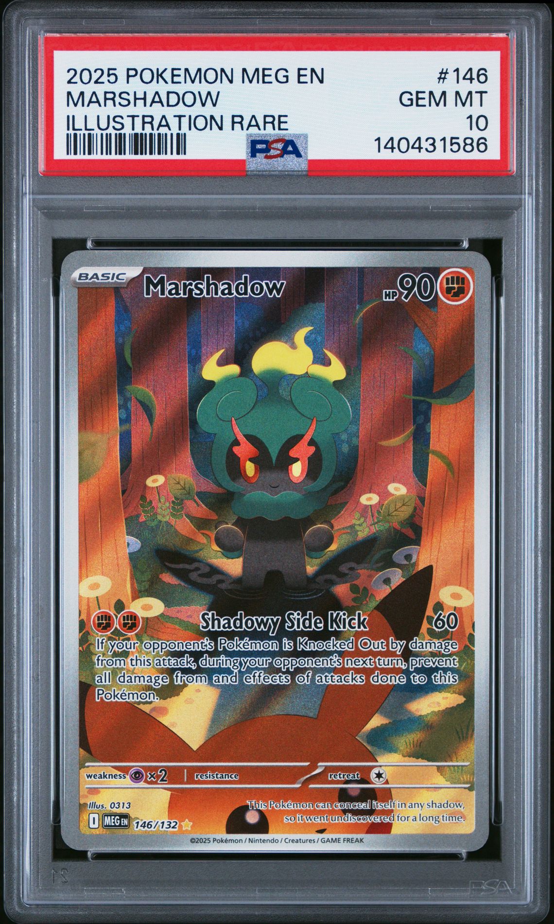 2025 Pokemon Meg En-Mega Evolution Marshadow #146 (Illustration Rare) Gem Mt 10 front