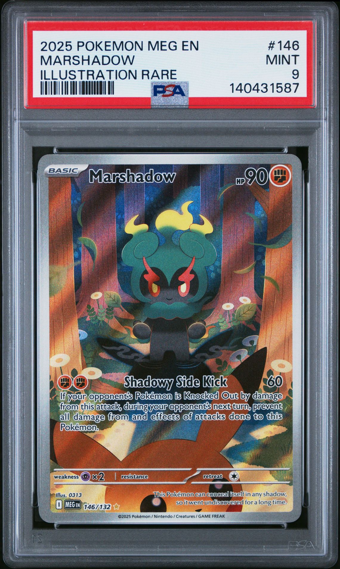 2025 Pokemon Meg En-Mega Evolution Marshadow #146 (Illustration Rare) Mint 9 front