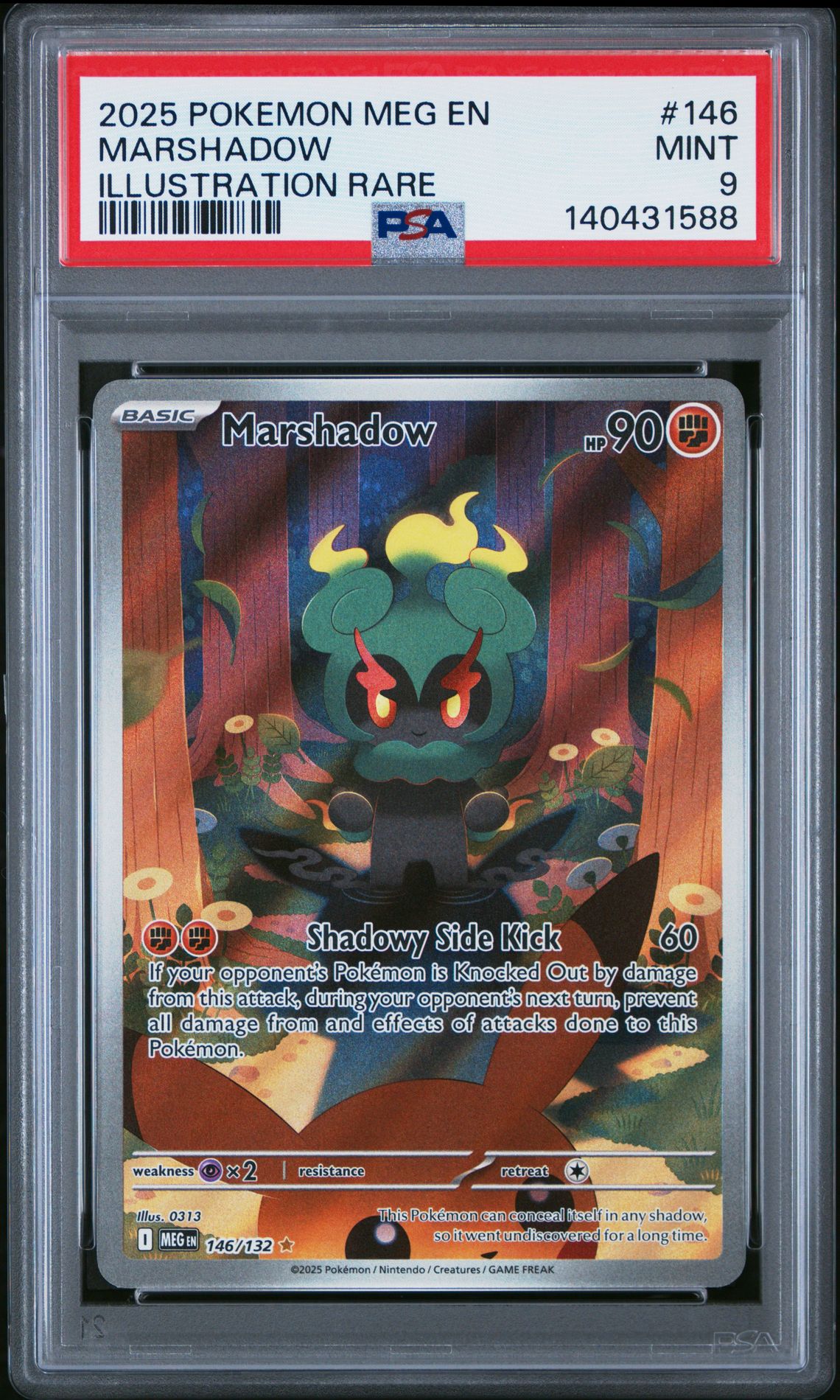 2025 Pokemon Meg En-Mega Evolution Marshadow #146 (Illustration Rare) Mint 9 front