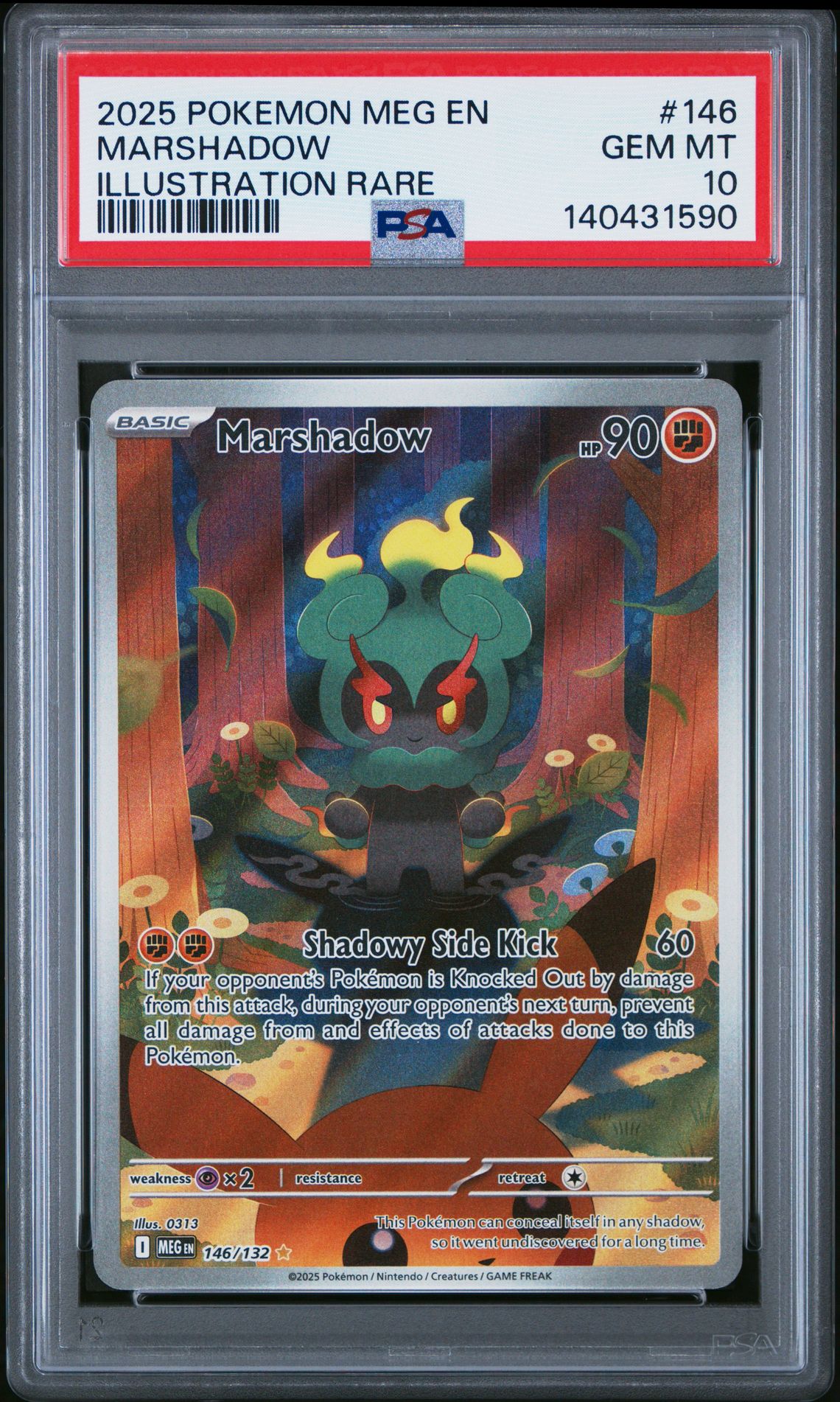 2025 Pokemon Meg En-Mega Evolution Marshadow #146 (Illustration Rare) Gem Mt 10 front