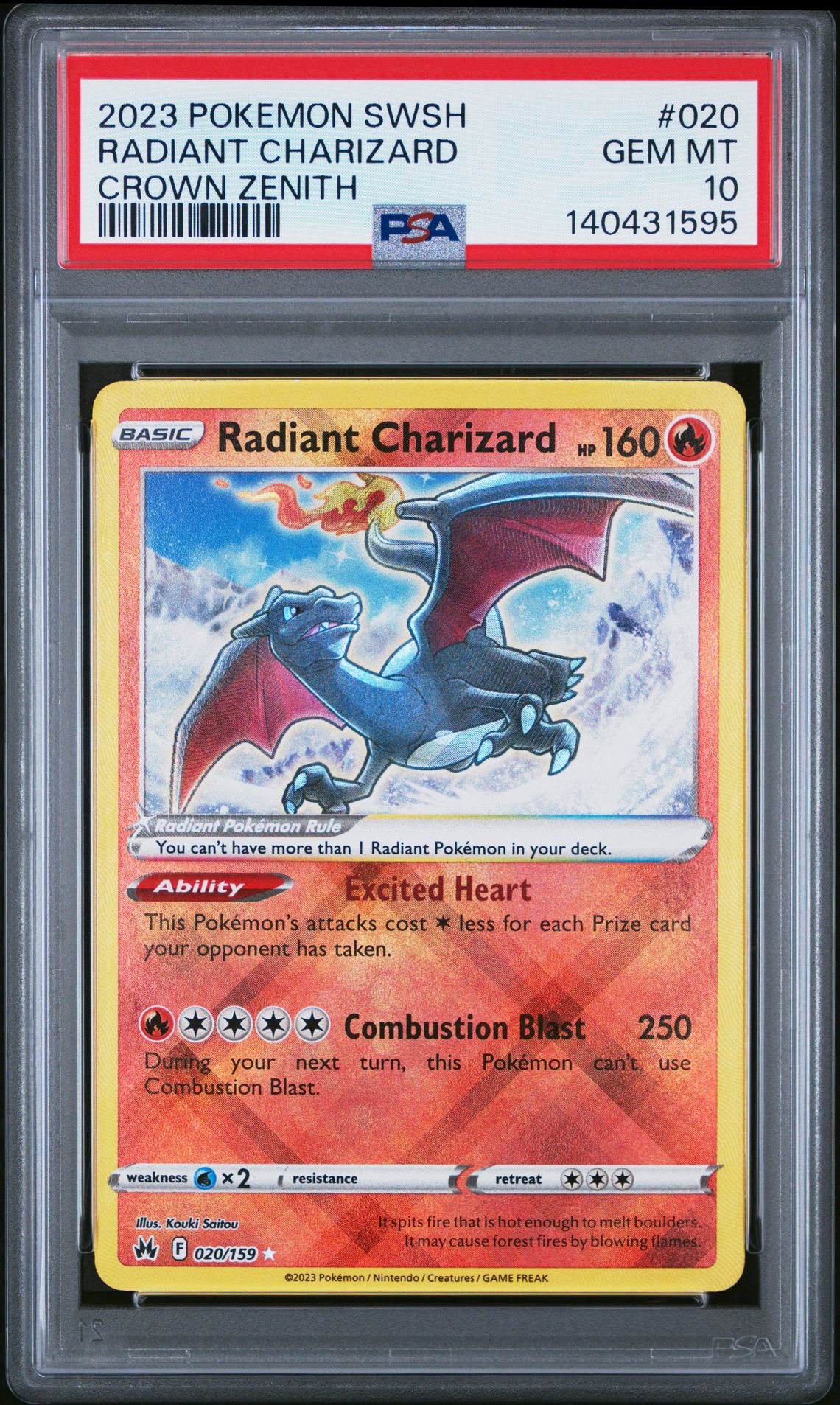 2023 Pokemon Sword And Shield Crown Zenith Radiant Charizard #020 (Crown Zenith) Gem Mt 10 front