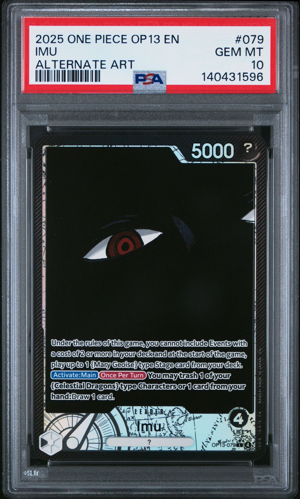 2025 One Piece Op13-Carrying On His Will Imu #079 (Alternate Art) Gem Mt 10 front