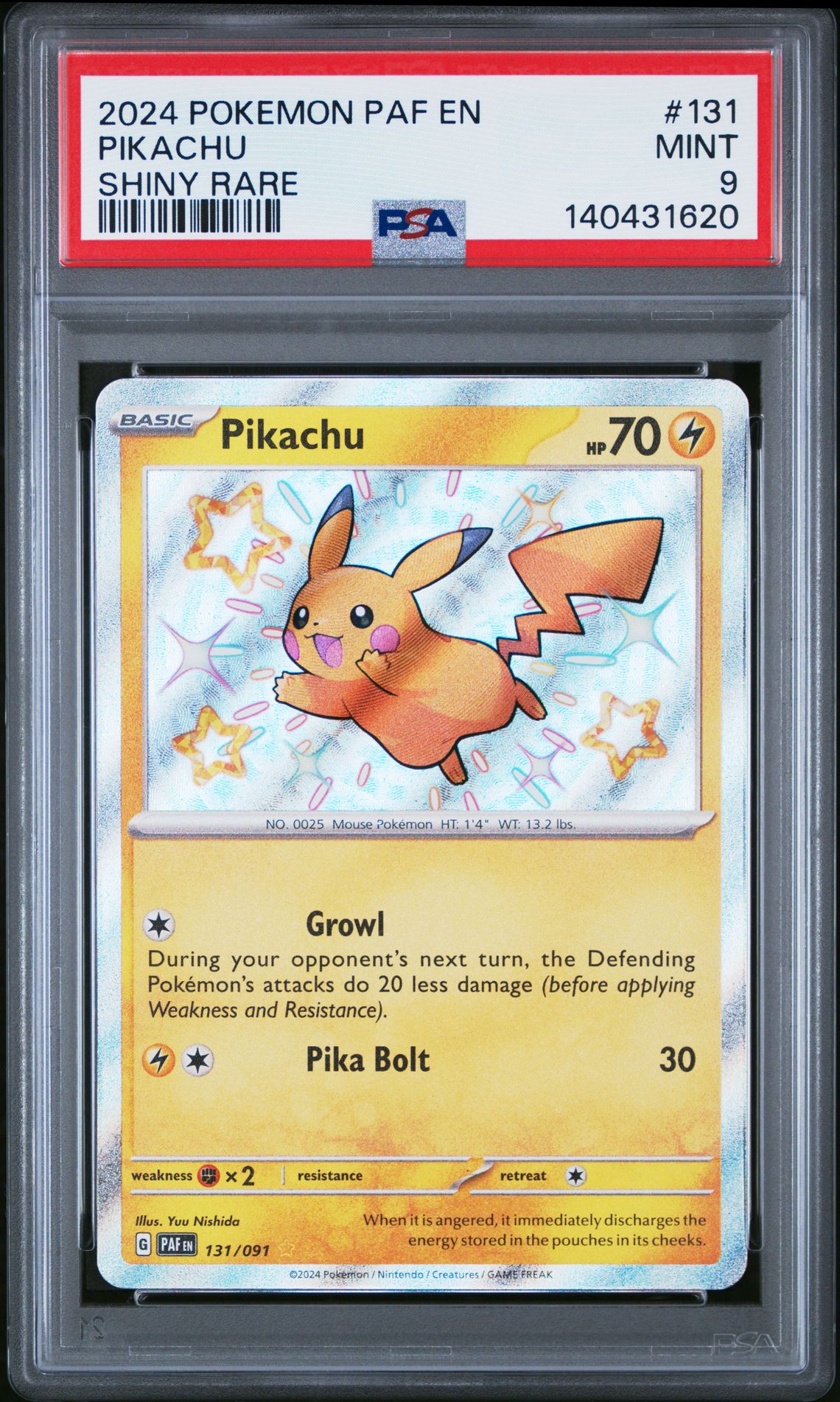 2024 Pokemon Paf En-Paldean Fates Pikachu #131 (Shiny Rare) Mint 9 front