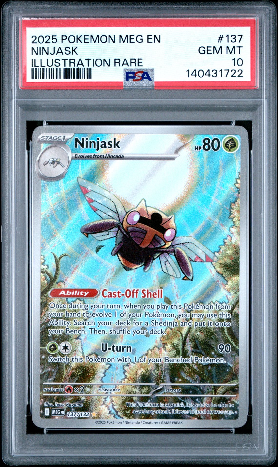 2025 Pokemon Meg En-Mega Evolution Ninjask #137 (Illustration Rare) Gem Mt 10 front